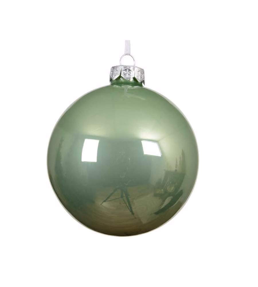 Decoris Pallina di Vetro Natalizia - Verde Matcha - 8 cm