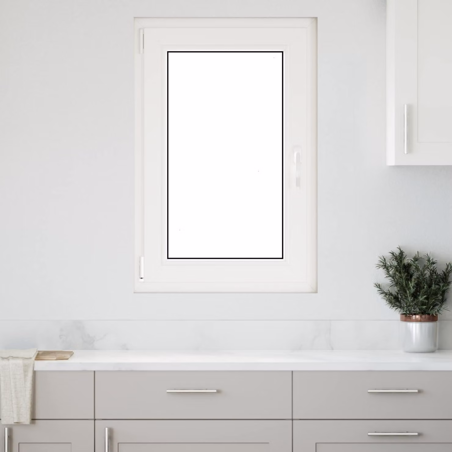 Finestra per seminterrato a battente e vasistas vidaXL in plastica bianca con vetro trasparente L/P/H: 90 x 60 x 17,25 cm