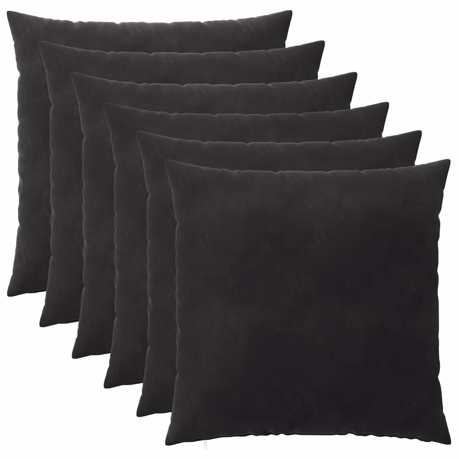 Set di 6 federe vidaXL HEERLEN in velluto nero, L 55 cm x P 55 cm