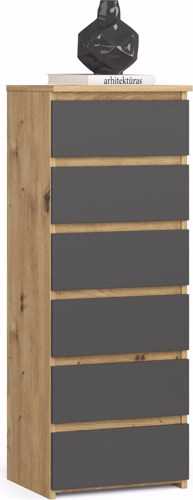 Akord Cassettiera Alta In Rovere Artisan/Grigio Grafite 40X35X109 Cm
