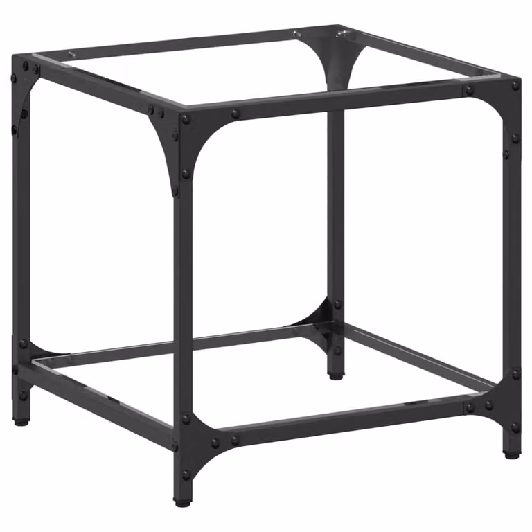 Tavolini con Piano in Vetro Trasparente 2 pz 40x40x40cm Acciaio