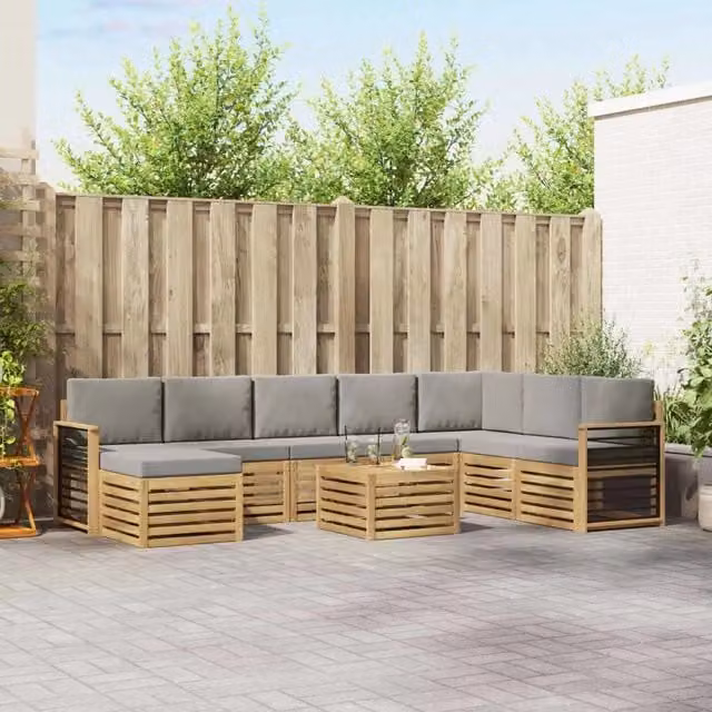 Set di divani da giardino moderni vidaXL in legno di acacia massello color grigio