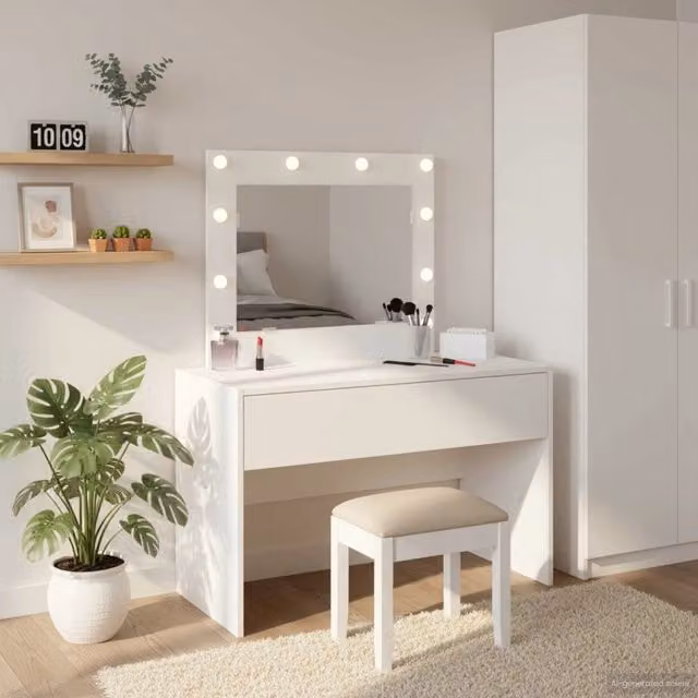 Tavolo da trucco moderno vidaXL in MDF bianco L: 83 cm, P: 40 cm, H: 70 cm – 1