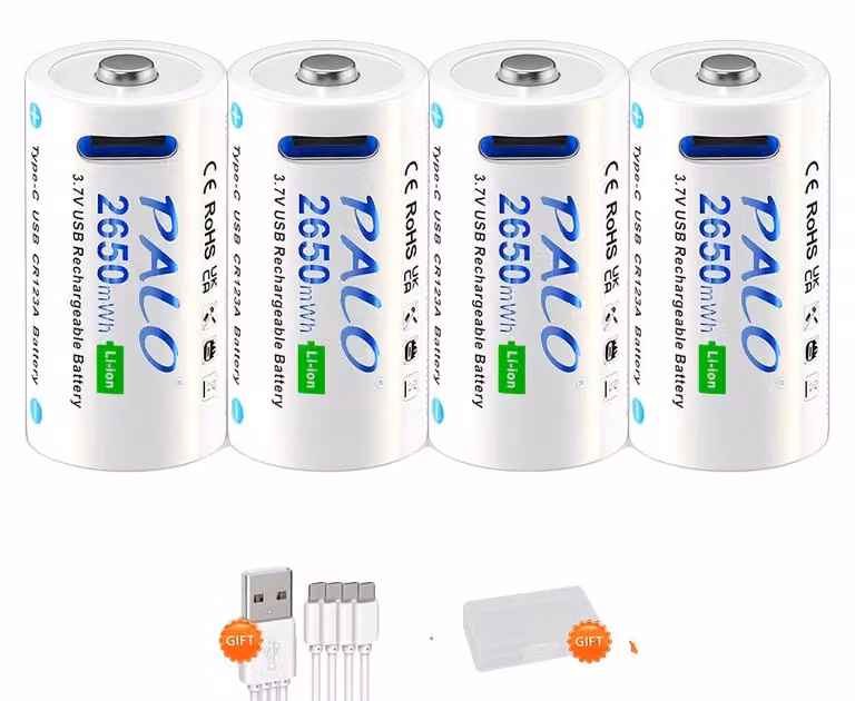 Batterie ricaricabili agli ioni di litio, capacità di 2650 mWh, confezione da 4 pezzi, 4 batterie, 4 batterie