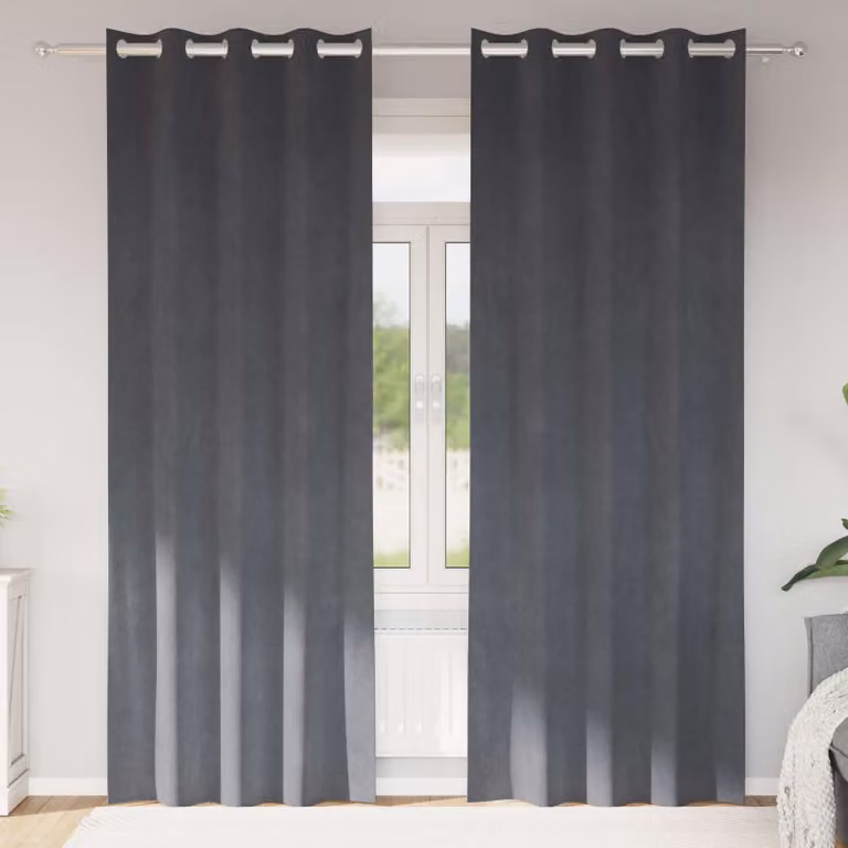 Set di 2 tende oscuranti vidaXL in velluto grigio, L: 140 cm, H: 245 cm