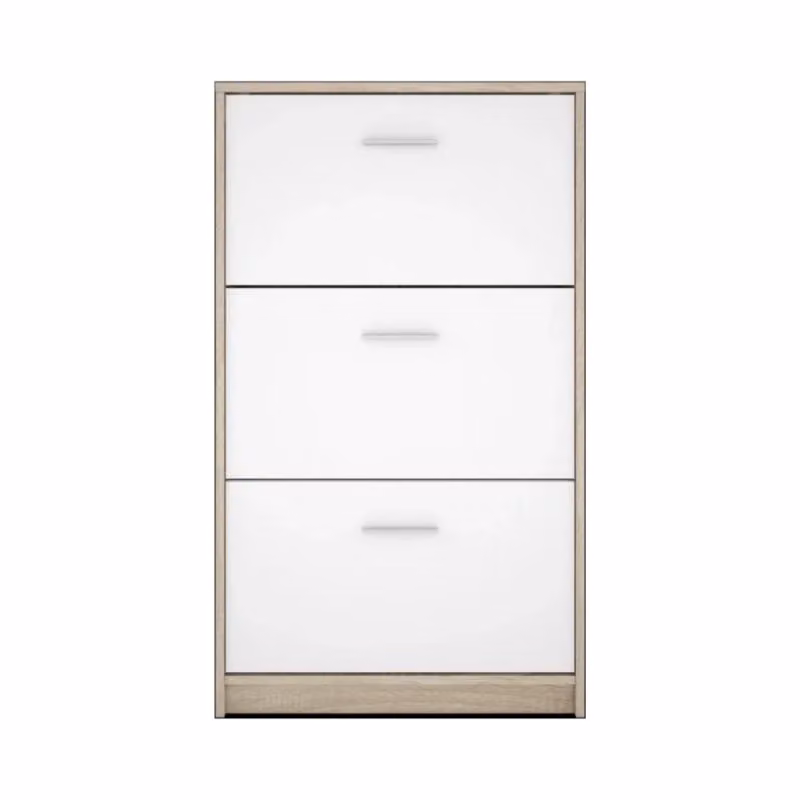 Scarpiera Nepo Effezeta Italia con 3 scomparti a ribalta, colore rovere e bianco, L: 120 cm, H: 69,5 cm, P: 17,5 cm – 2