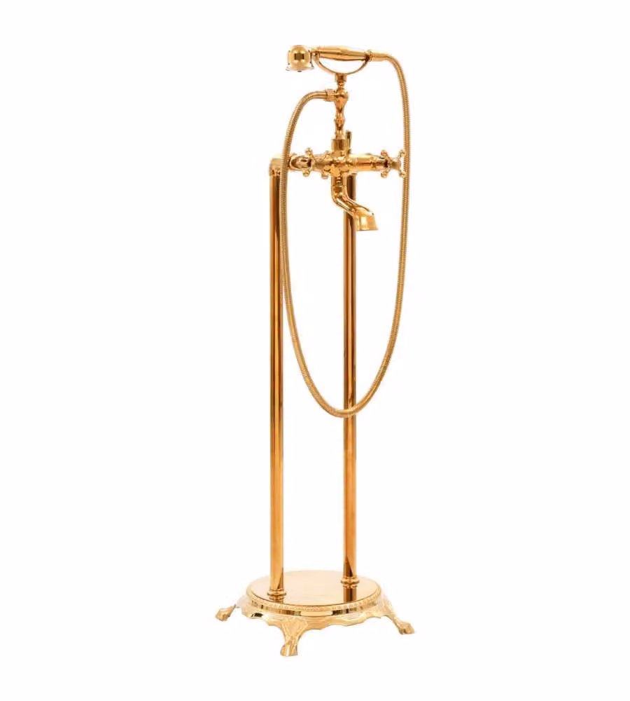 Rubinetteria a Colonna per Vasca Bagno Acciaio Inox 99,5cm Oro