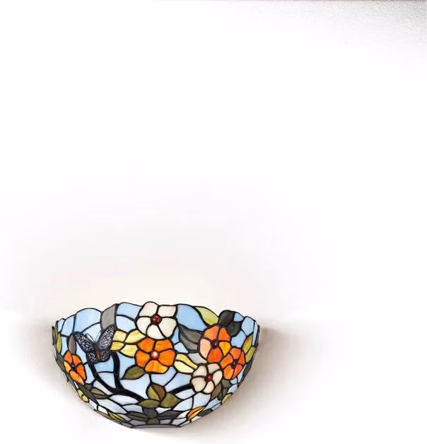 Applique Tiffany Perenz in Vetro Multicolor con 1 Luce E27 in Stile Art Nouveau
