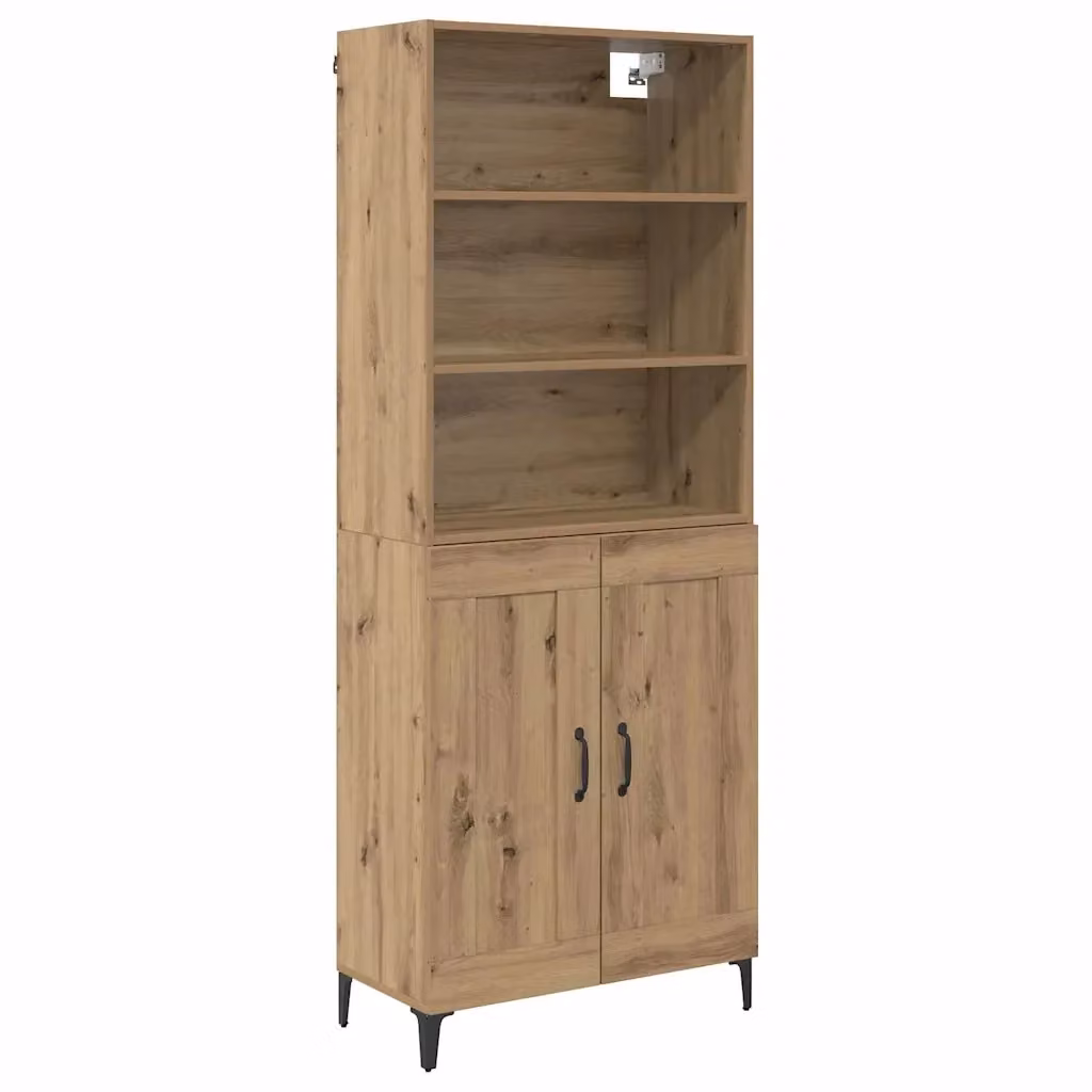 Set di 2 credenze moderne vidaXL in rovere marrone con finitura opaca L: 69,5 cm, P: 34 cm, H: 180 cm – 2