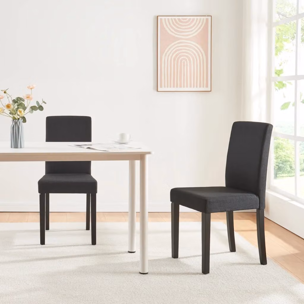 Set di 4 sedie da sala imbottite Hamburg con rivestimento in tessuto nero en.casa – 2