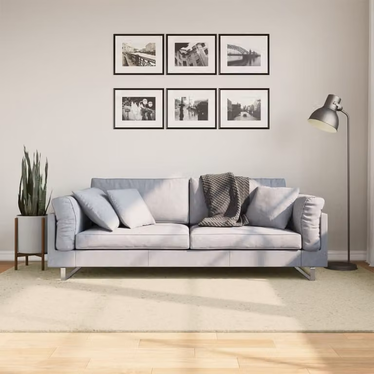 vidaXL Tappeto a Pelo Corto HUARTE Beige, Lavabile e Antiscivolo, L: 160 cm, P: 230 cm