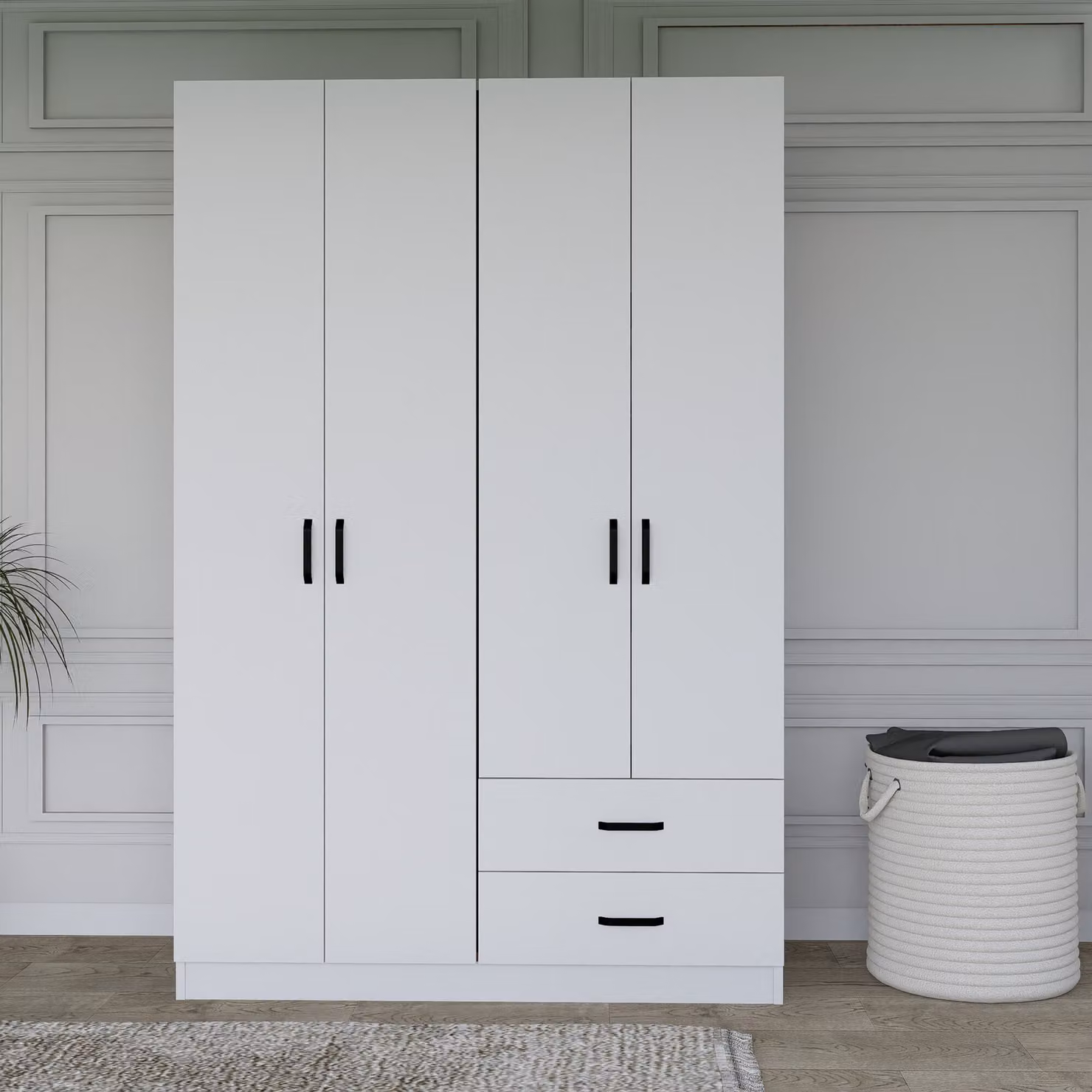 Skye Decor, Yaman 1600-033 - Bianco, armadio, bianco opaco, 100% pannelli truciolari rivestiti in melamina, 120 x 45 x 180 cm