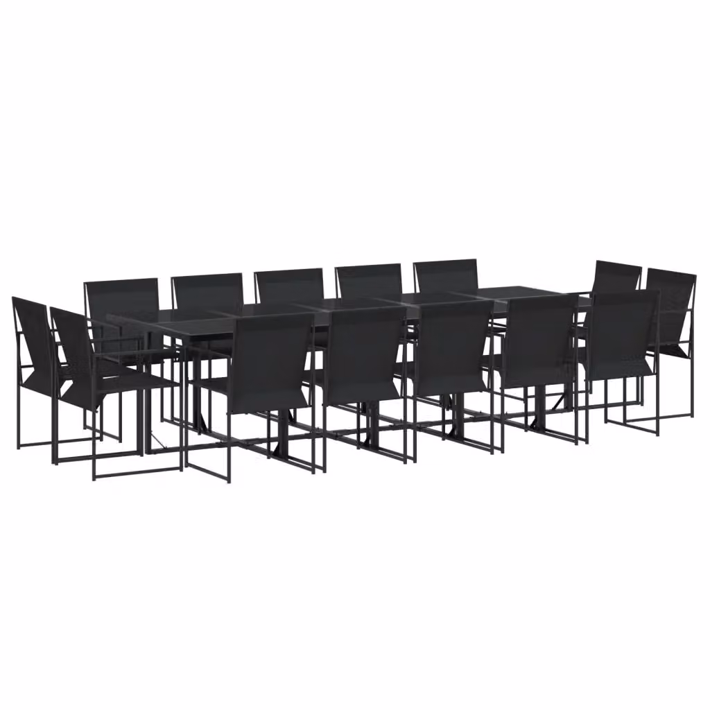 Set da Pranzo da Giardino vidaXL 15 pz Nero in Metallo e Vetro – 2