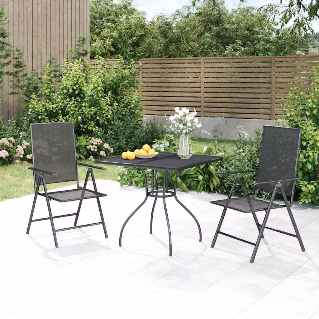 Set da Pranzo da Giardino vidaXL in Acciaio Antracite Opaco con Tavolo Pieghevole e 3 Sedie Moderno