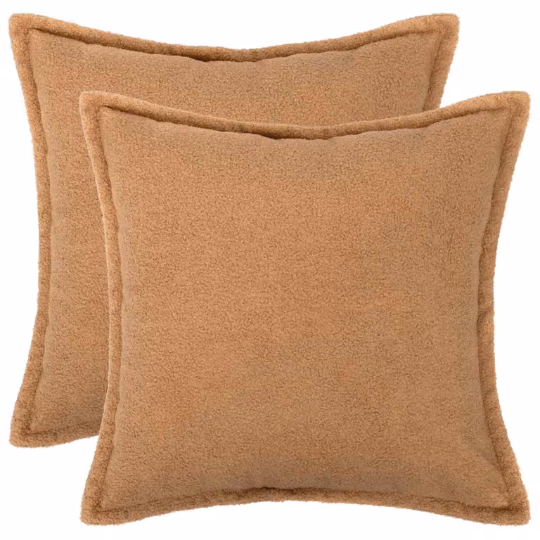 Set di 2 federe vidaXL HOUTEN beige in tessuto bouclé, L 80 x L 80 cm