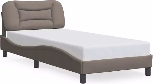 Letto singolo | Letto per adulti | Giroletto senza Materasso Hvar Tortora 80x200 cm Tessuto