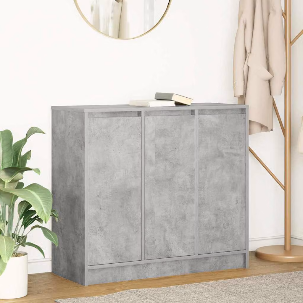 Credenza moderna vidaXL in legno multistrato color grigio cemento, L 85 cm x P 34 cm x H 76 cm