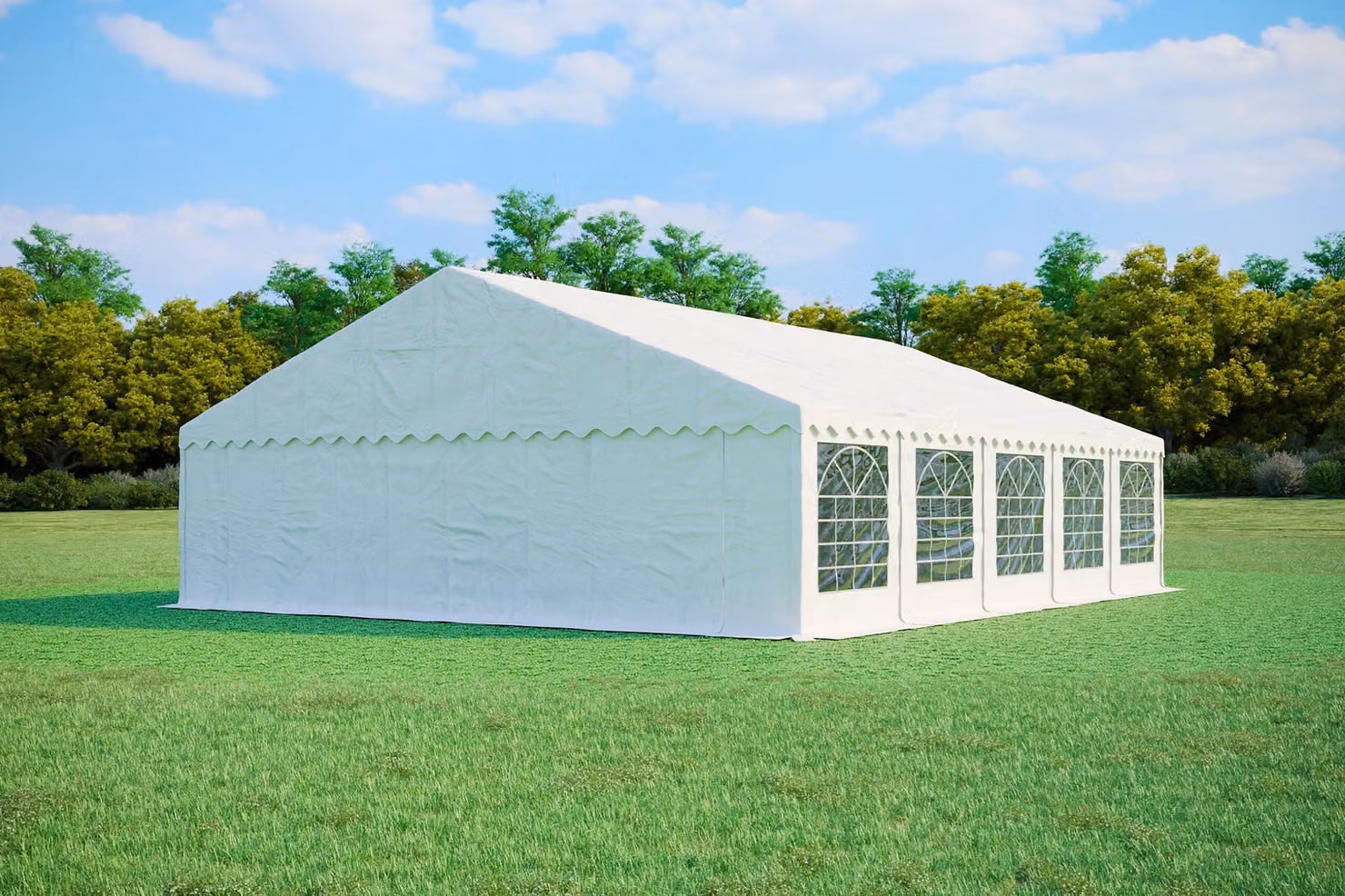 Tenda per eventi 8x10 metri, PVC PREMIUM, 500 g/m² - Bianca