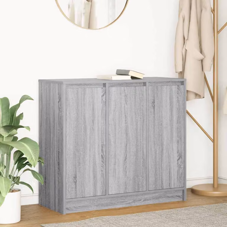 Credenza moderna vidaXL in legno multistrato grigio Sonoma, L: 85 cm, P: 34 cm, H: 76 cm