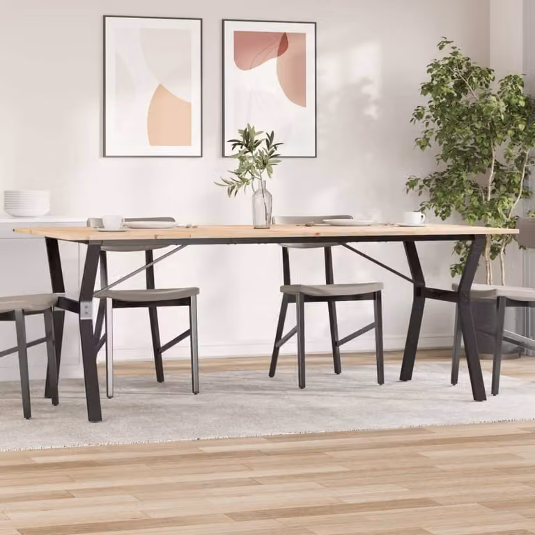 Maison Exclusive - Tavolo da pranzo con base a Y 200x100x75 cm in legno massello di pino e acciaio