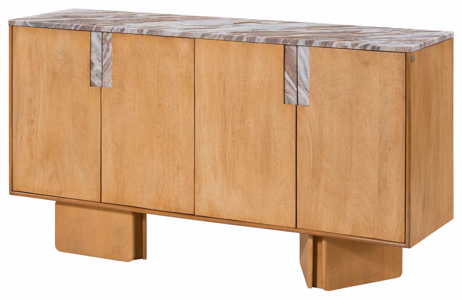 MASSIVMOEBEL24 | Credenza in legno di mango 160x45x85 beige laccato LUGANO #101