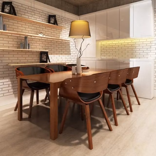 Set di 6 sedie da pranzo moderne vidaXL in similpelle marrone con struttura in legno