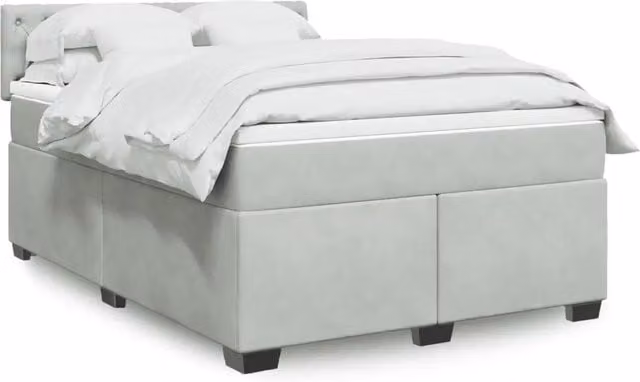 Letto con Giroletto a Molle e Materasso Ibrido vidaXL in Velluto Grigio e Bianco L/P/H: 140 x 190 cm