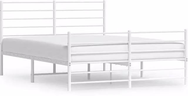 Letto matrimoniale con testiera e pediera in metallo bianco L/P/H: 150 x 200 x 90 cm