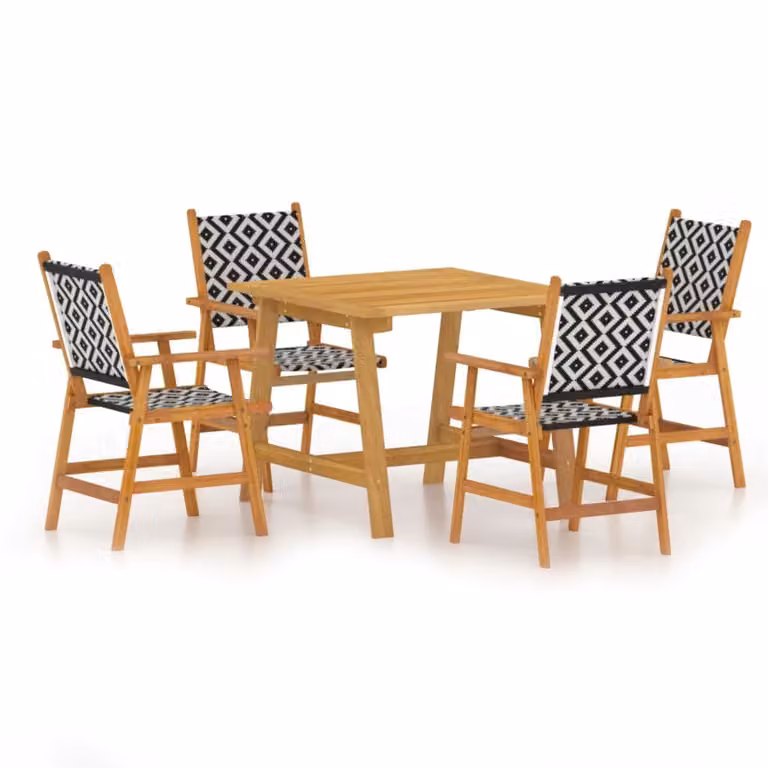 Set Mobili da Pranzo per Giardino 5 pz Legno Massello di Acacia