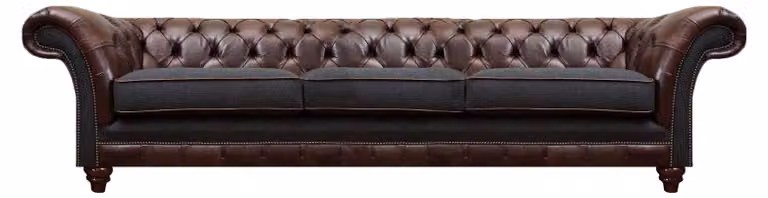 Braun-Grauer Chesterfield Dreisitzer Wohnzimmer Polstersofas Luxus Couch