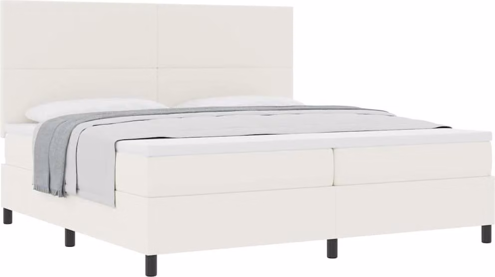 Letto a molle Crema e Bianco 200 x 200 cm Tessuto in Cords