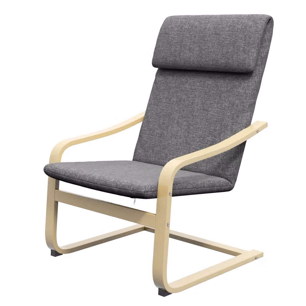 Poltrona con braccioli Xylo in tessuto grigio con struttura in legno massello L: 65 cm, P: 79 cm, H: 98 cm – 2