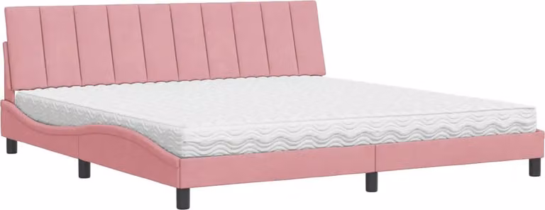 Letto con Materasso Hanko Rosa 200x200 cm in Velluto