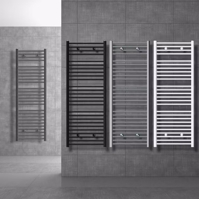 Radiatore per asciugamani - 500 x 1200 mm - Bianco - Dritto con attacco laterale