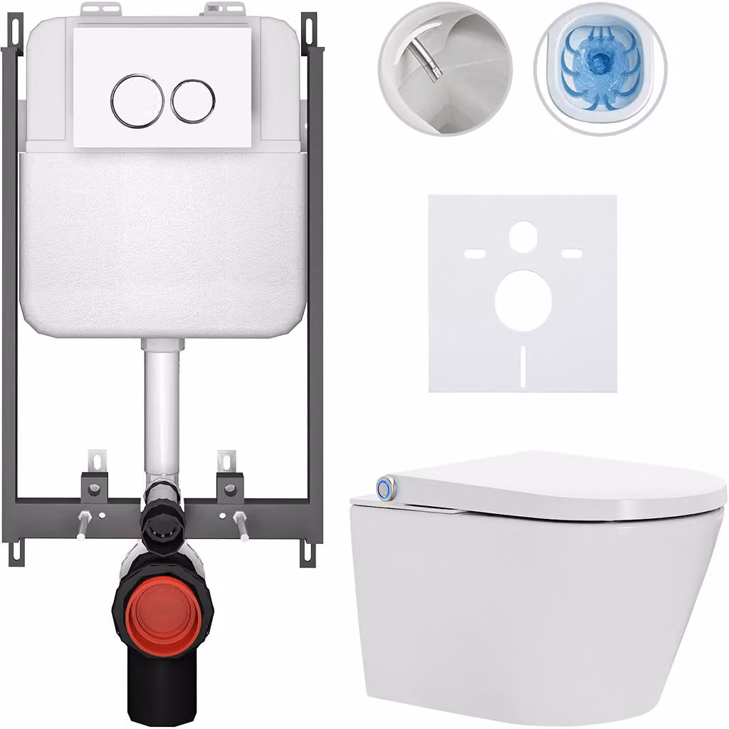 WC sospeso con bidet Cronus Standard - bianco lucido - pulsante Prime/Dualo, bianco - da incasso - 59,3x38,4 cm