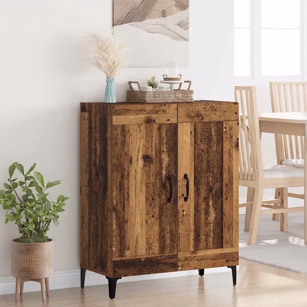 Credenza moderna vidaXL in legno ingegnerizzato e metallo, colore marrone, L: 69,5 cm, P: 34 cm, H: 90 cm