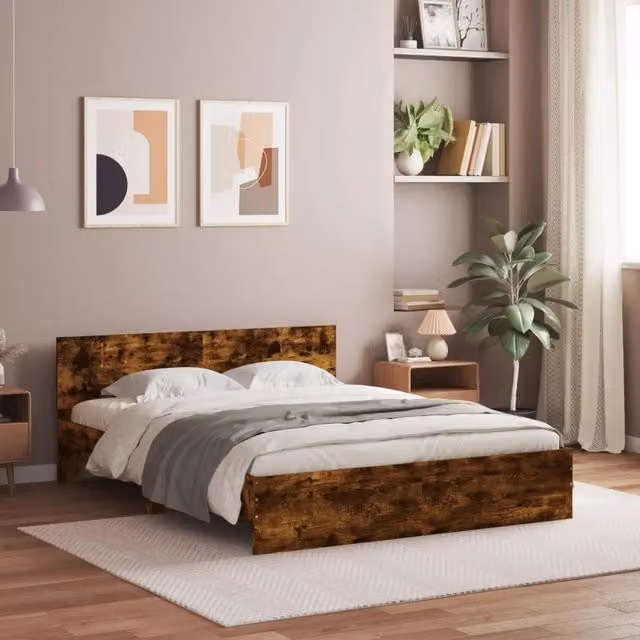 Giroletto con Testiera vidaXL in Rovere Fumo Marrone L/P: 140 x 200 cm