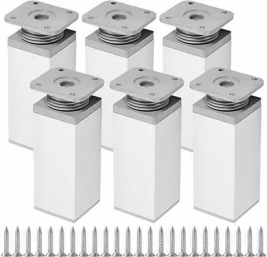 Gambe regolabili in alluminio per sedie e tavoli - altezza 60 mm - diametro 40 mm - set da 6 pezzi - realizzate in alluminio di alta qualità - ideali per sedie e tavoli