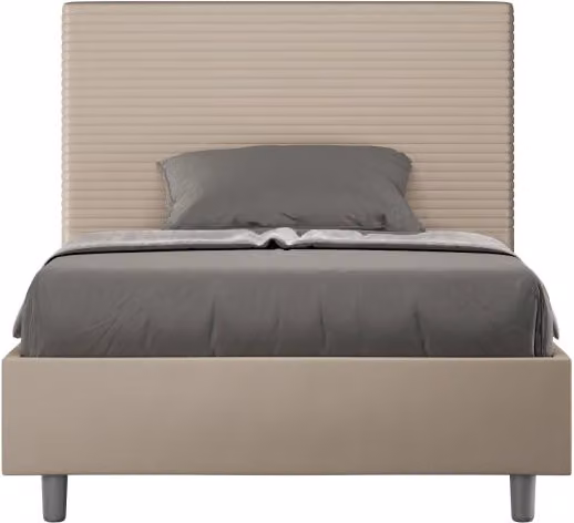 Letto imbottito Matrimoniale francese 140x200 cm Focus - Similpelle,Tortora,Con rete