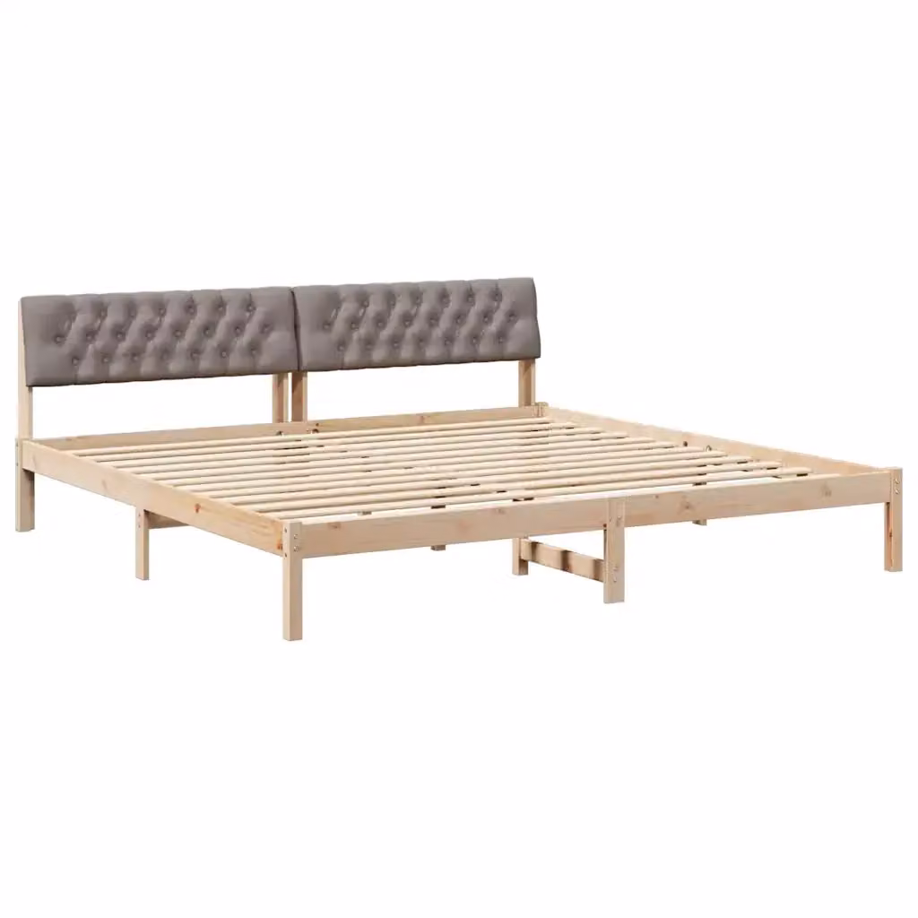 Struttura del letto moderna vidaXL con testiera in tessuto e legno di pino, Marrone e Beige, 200 x 200 cm – 2