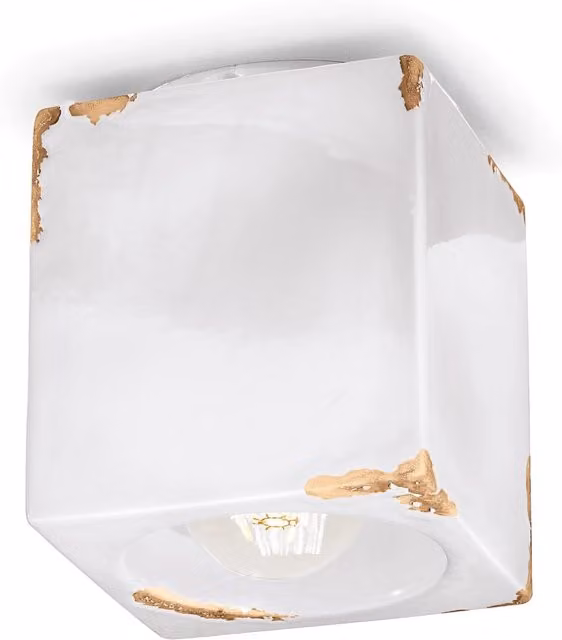 Plafoniera Vintage Ferroluce in Ceramica Bianca con 1 Luce E27