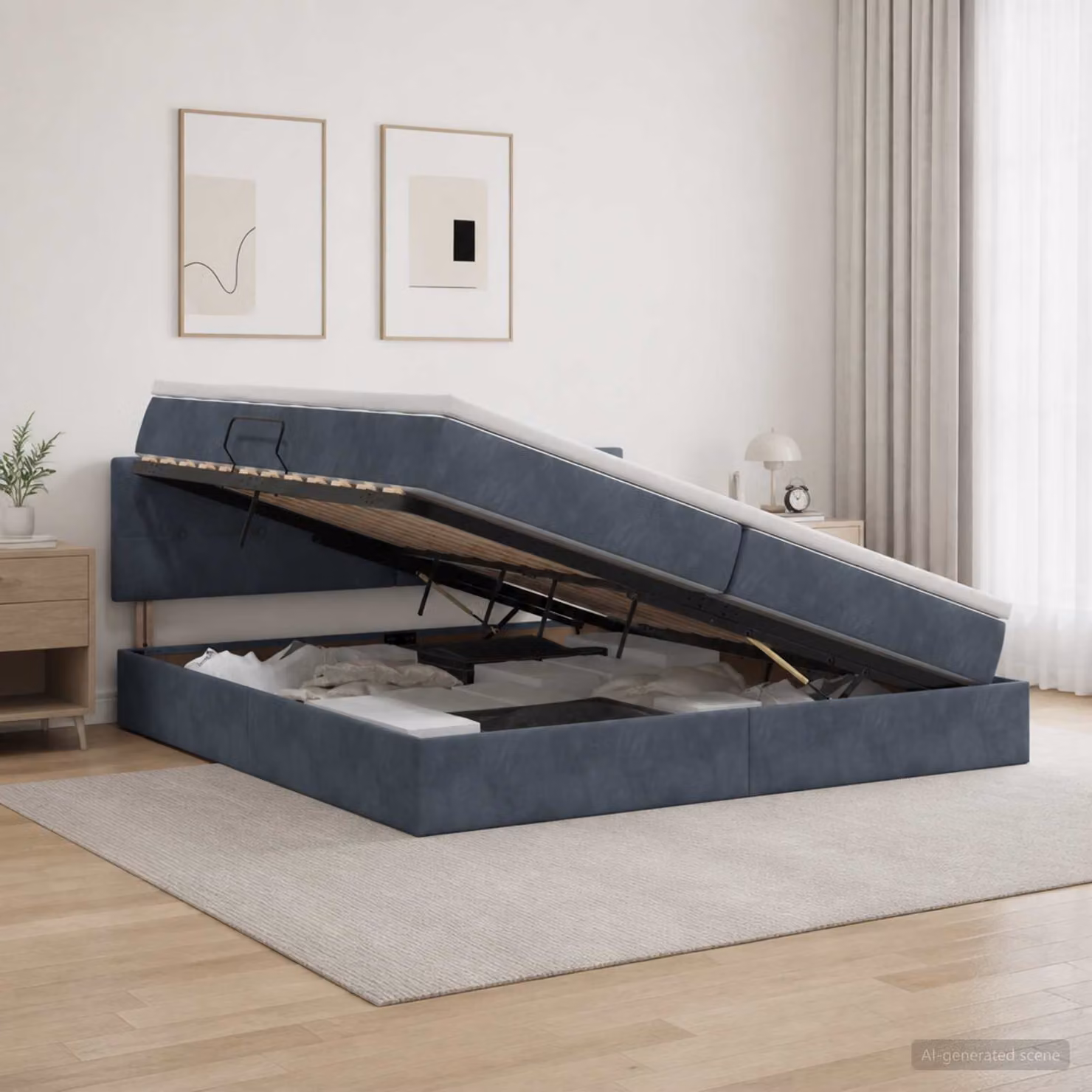 Letto con contenitore vidaXL in velluto moderno con base a sollevamento L/P/H: 200 x 200 x 88 cm
