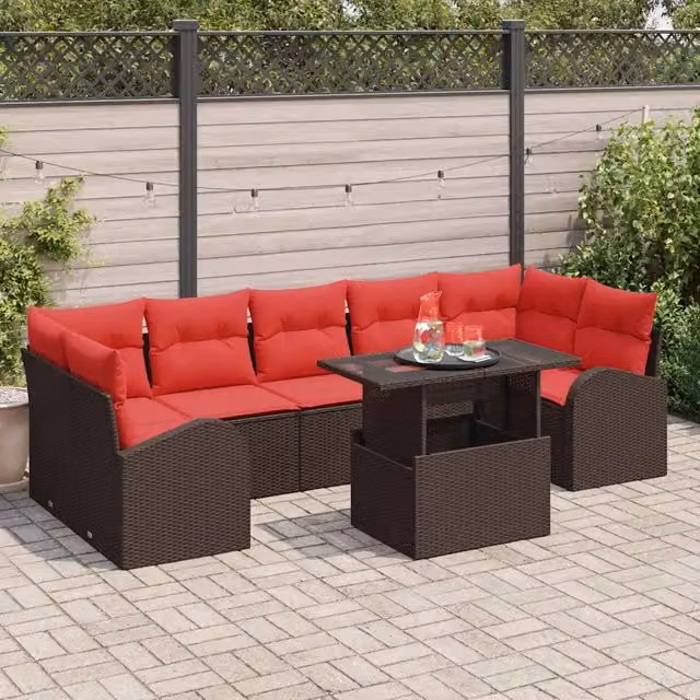Set Divano da Giardino 8 pz Marrone polyrattan 3348600