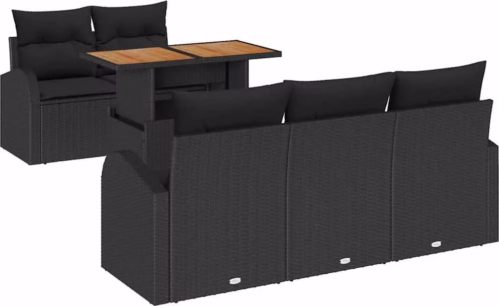 Set Divano da Giardino con archiviazione 6 pcs Nero Poly Rattan