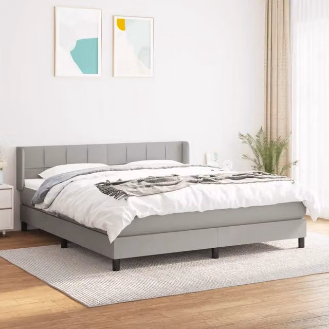Letto Ibrido con Giroletto a Molle e Materasso vidaXL, Grigio Chiaro e Bianco, L/P: 160 x 200 cm – 1