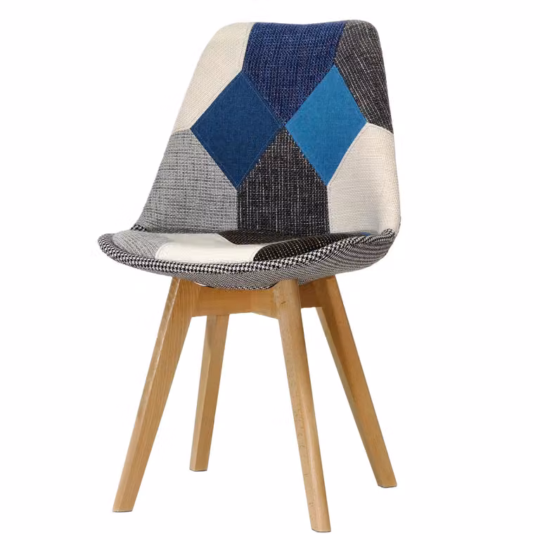 Sedia Patchwork Multicolor VESTIAMO CASA con struttura in legno di faggio, H 82,5 x L 48,5 x P 51,5 cm