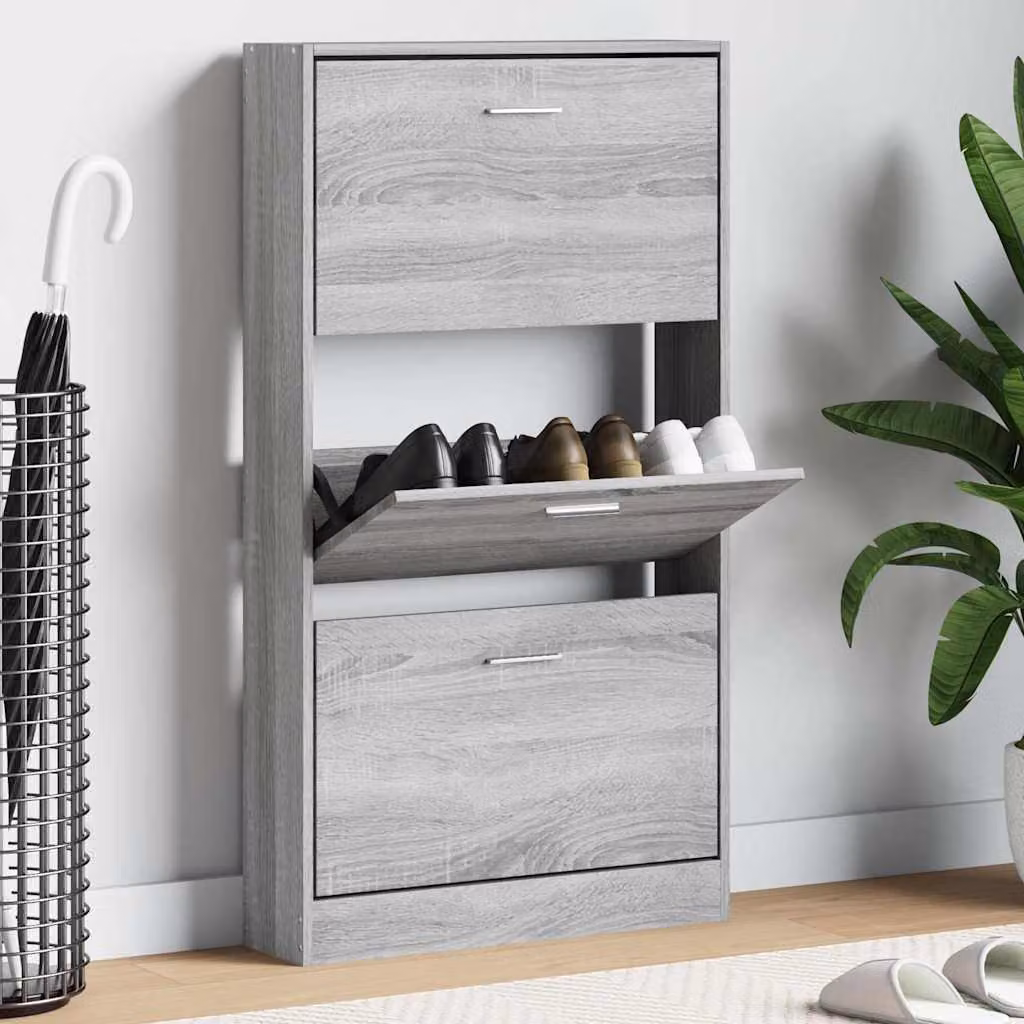 Scarpiera moderna da parete vidaXL in legno grigio L: 59 cm, P: 17 cm, H: 108 cm