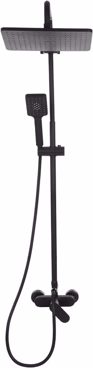 Set di rubinetteria per doccia a soffione, sistema doccia con miscelatore per bagni, scuole, centri termali e hotel, colore nero, valvola in Vetroceramica