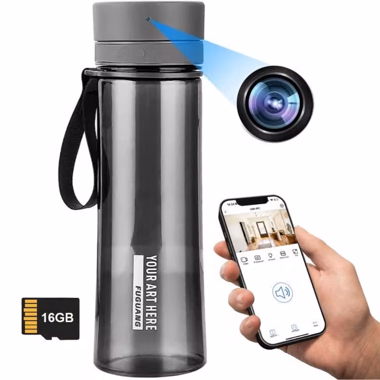 Mini Camera Vetro iUni IP48, Wi-Fi, 16GB, Full HD, Visualizzazione in diretta sul telefono