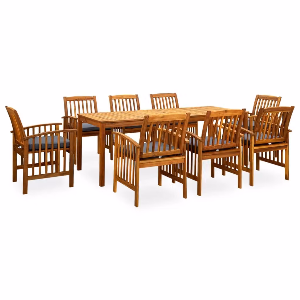 The Living Store Set da pranzo da giardino 9 pezzi con cuscini in legno massiccio di acacia